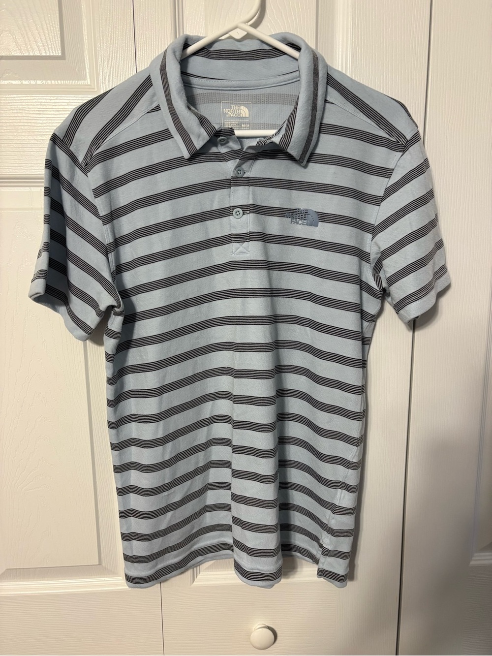 The North Face Light Blue & Gray Striped Men’s Polo